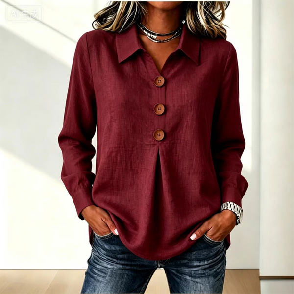 Moriah | Blusa De Manga Larga Con Cuello Y Botones en La Parte Delantera