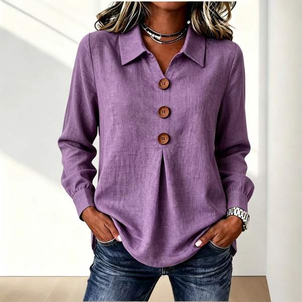 Moriah | Blusa De Manga Larga Con Cuello Y Botones en La Parte Delantera