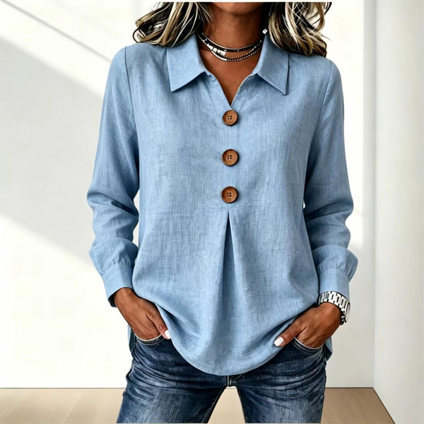 Moriah | Blusa De Manga Larga Con Cuello Y Botones en La Parte Delantera