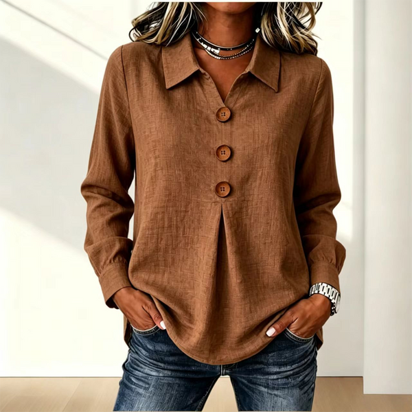Moriah | Blusa De Manga Larga Con Cuello Y Botones en La Parte Delantera