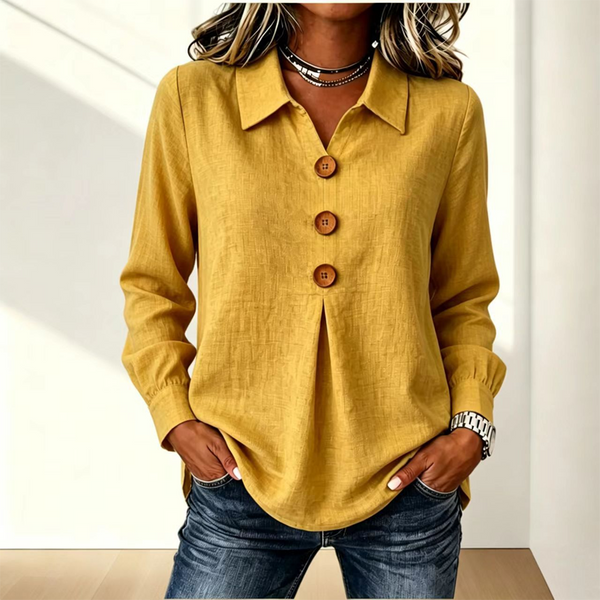 Moriah | Blusa De Manga Larga Con Cuello Y Botones en La Parte Delantera
