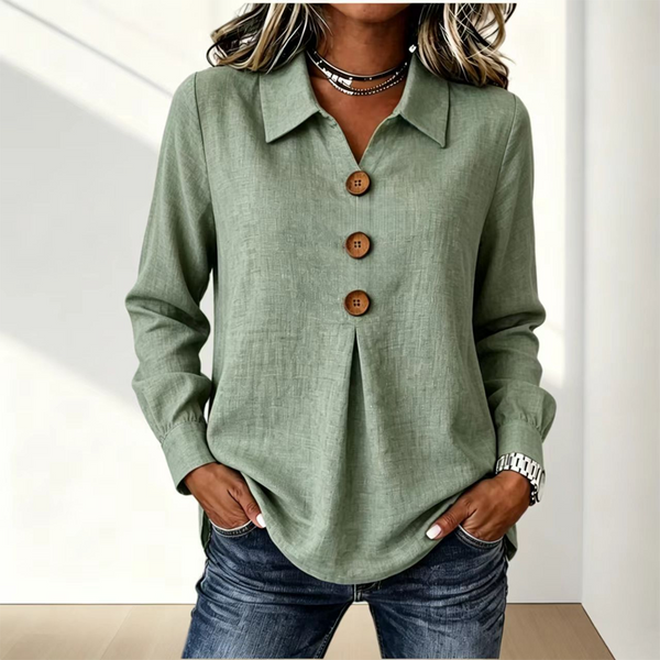 Moriah | Blusa De Manga Larga Con Cuello Y Botones en La Parte Delantera