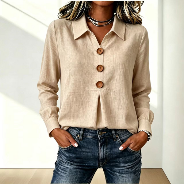 Moriah | Blusa De Manga Larga Con Cuello Y Botones en La Parte Delantera