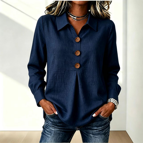 Moriah | Blusa De Manga Larga Con Cuello Y Botones en La Parte Delantera