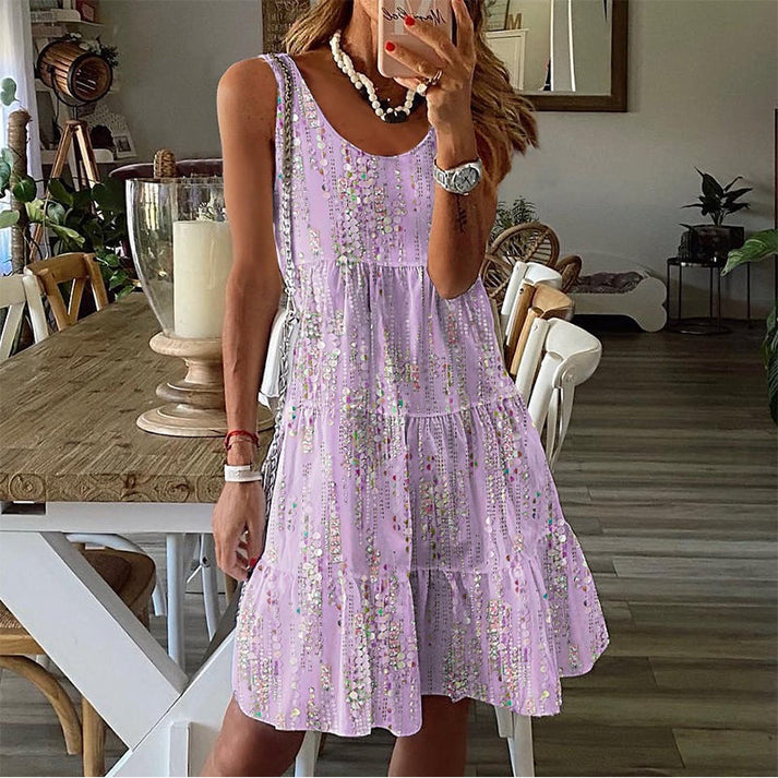 Jada | Vestido Sin Mangas en Capas Con Escote Redondeado
