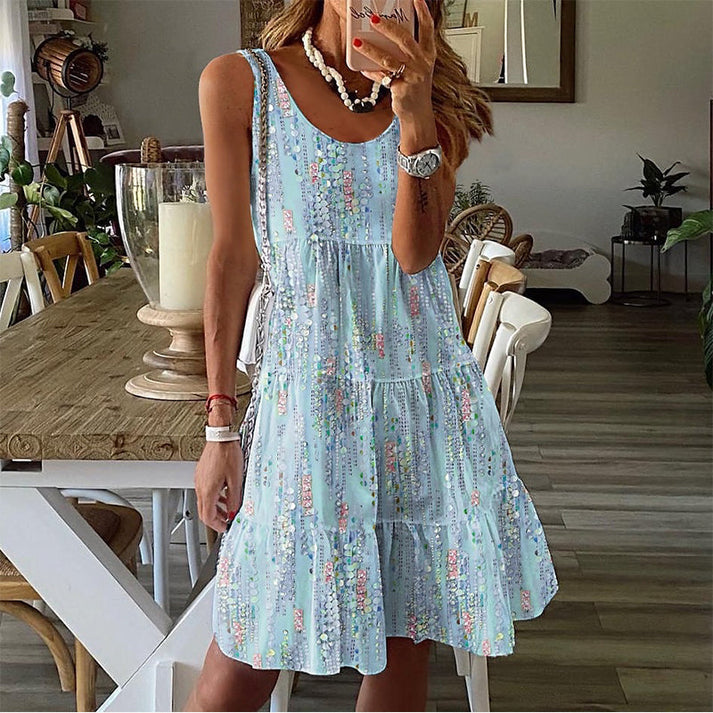 Jada | Vestido Sin Mangas en Capas Con Escote Redondeado