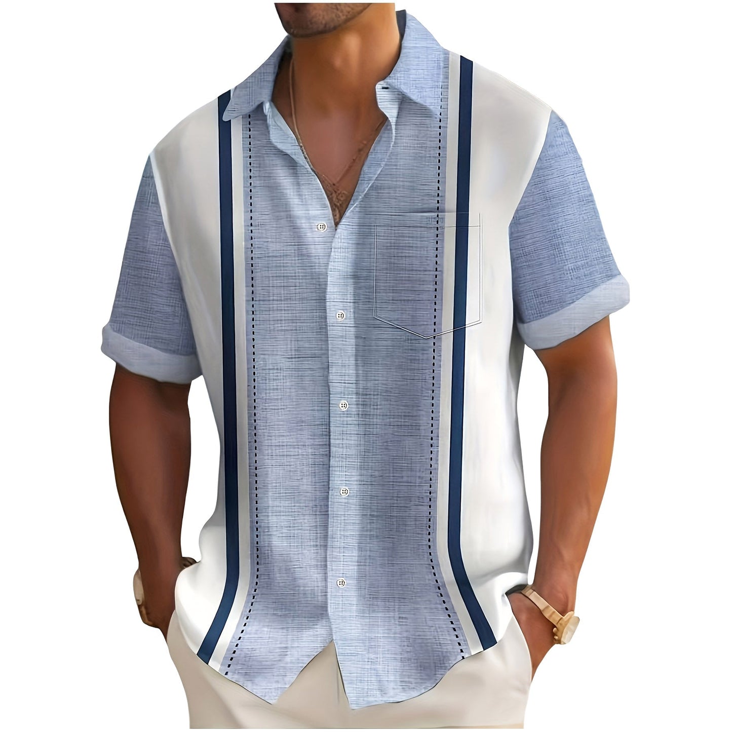 Nardo | Camisa de Vacaciones Con Rayas Verticales y Bolsillo