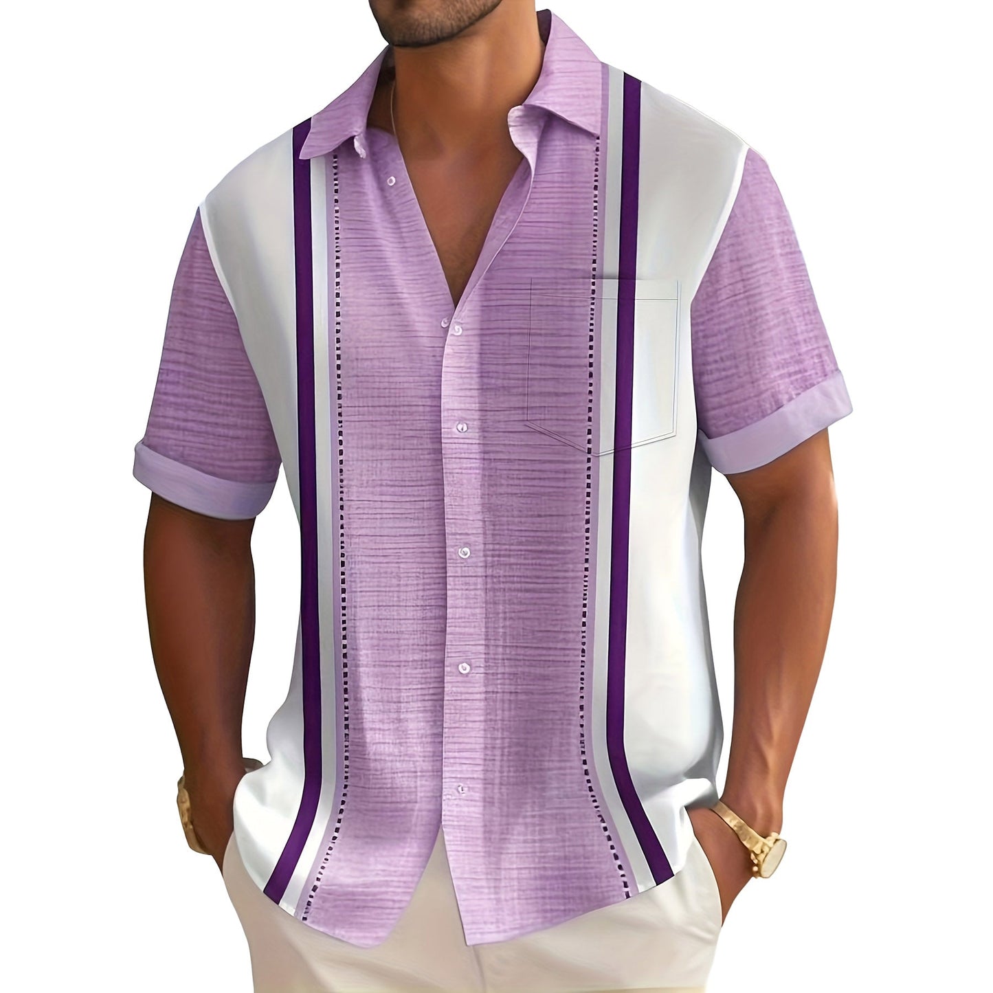 Nardo | Camisa de Vacaciones Con Rayas Verticales y Bolsillo