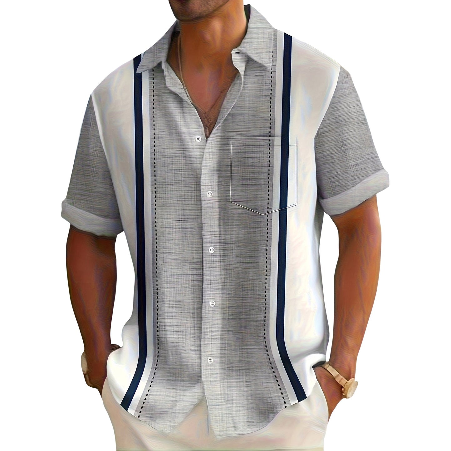 Nardo | Camisa de Vacaciones Con Rayas Verticales y Bolsillo