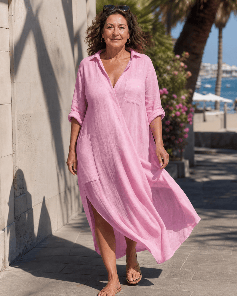 Tamanda | Vestido MIDI Con Cuello Y Bolsillos