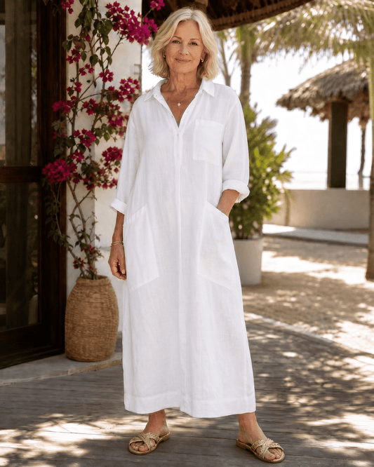 Tamanda | Vestido MIDI Con Cuello Y Bolsillos