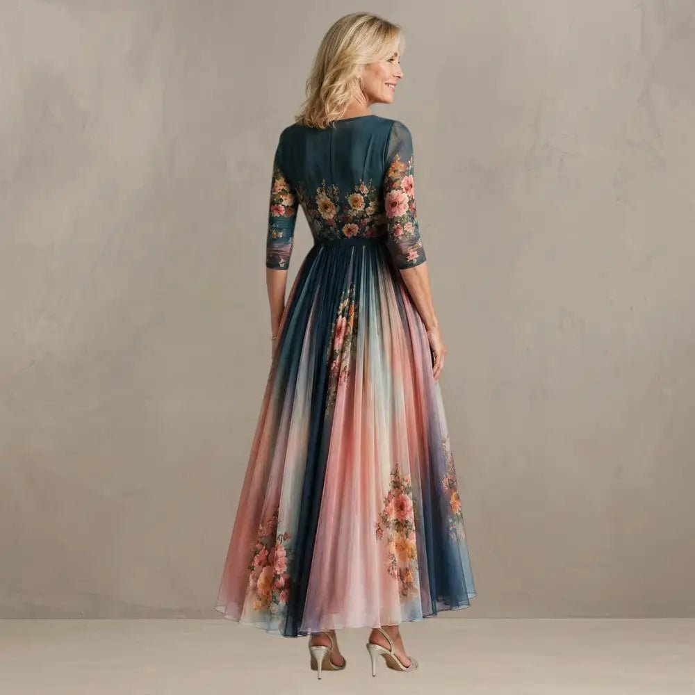 Willemse | Vestido Largo Con Estampado Floral y Escote en V