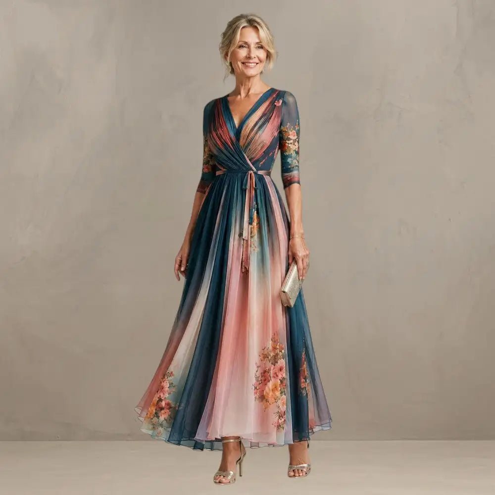 Willemse | Vestido Largo Con Estampado Floral y Escote en V