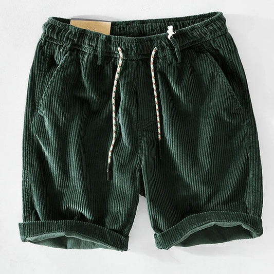 Anneliis | Pantalones Cortos De Pana Para Hombre Con Bajos Enrollados Y Cordón