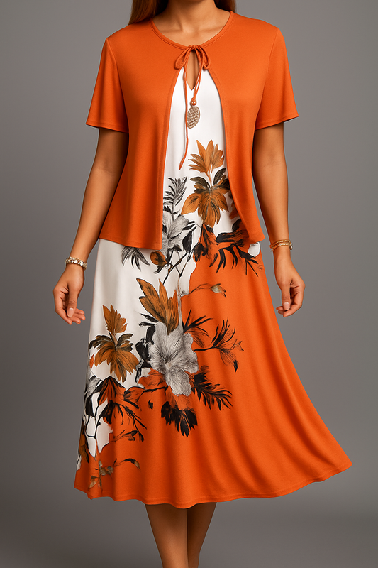Isadora | Vestido Midi Floral Con Capa Superpuesta