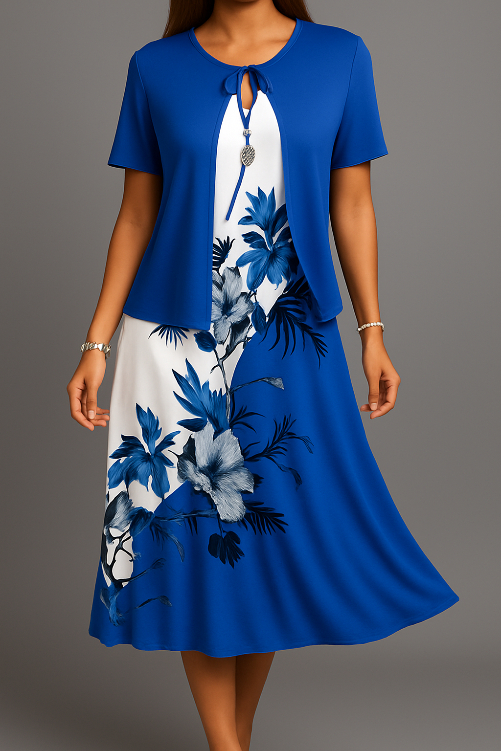Isadora | Vestido Midi Floral Con Capa Superpuesta