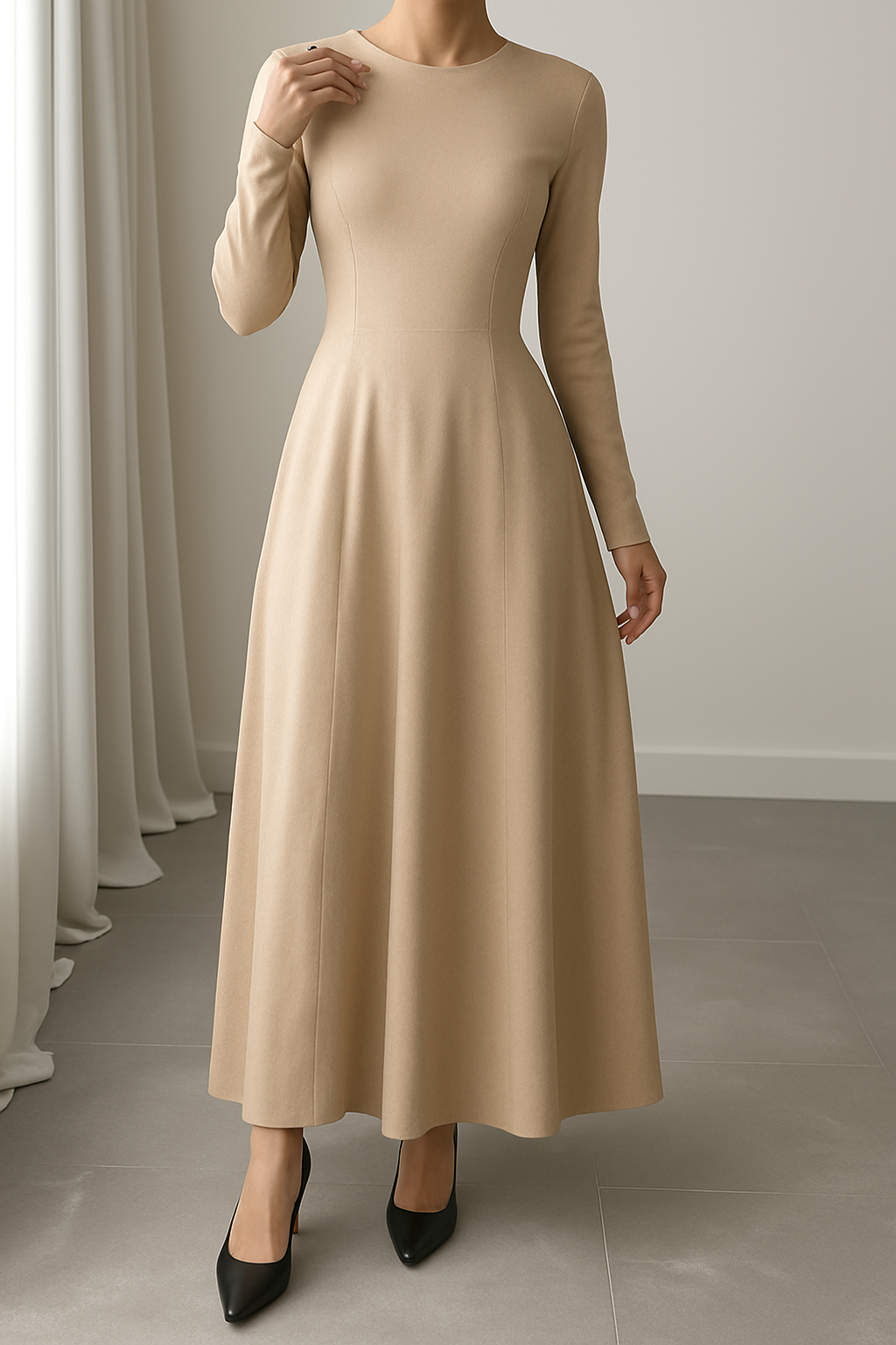 Fridah | Vestido Maxi Estampado Leopardo Manga Larga