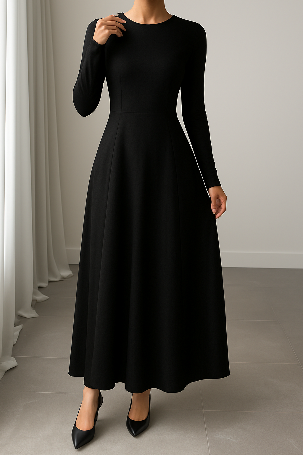 Fridah | Vestido Maxi Estampado Leopardo Manga Larga
