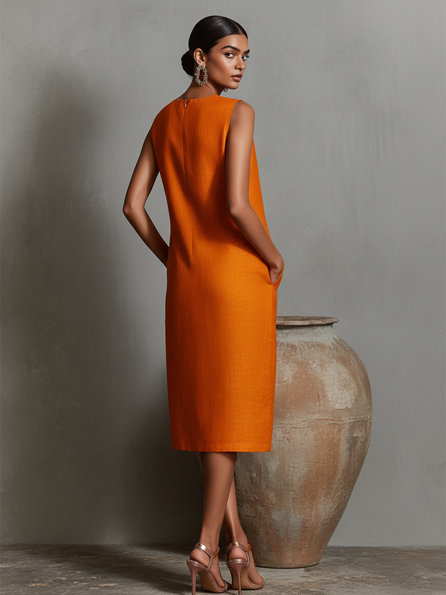 Katalina | Vestido Recto Sin Mangas Con Bolsillos