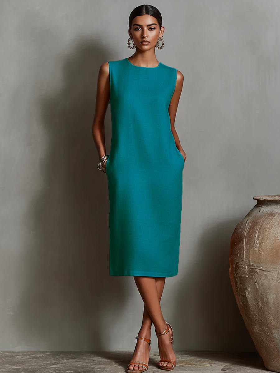 Katalina | Vestido Recto Sin Mangas Con Bolsillos