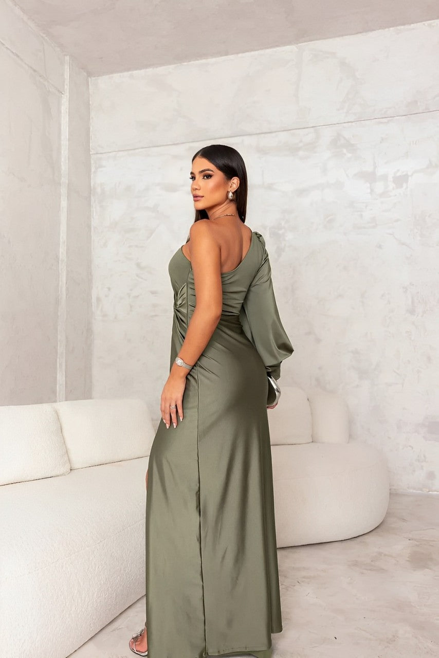 Naida | Vestido Largo Asimétrico Abertura Alta